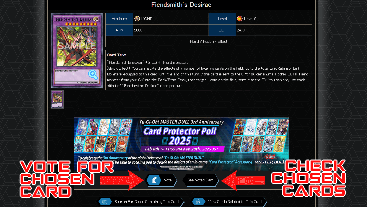 Master Duel 3rd Anniversary - Card Protector Poll - Voting on Individual Card Page