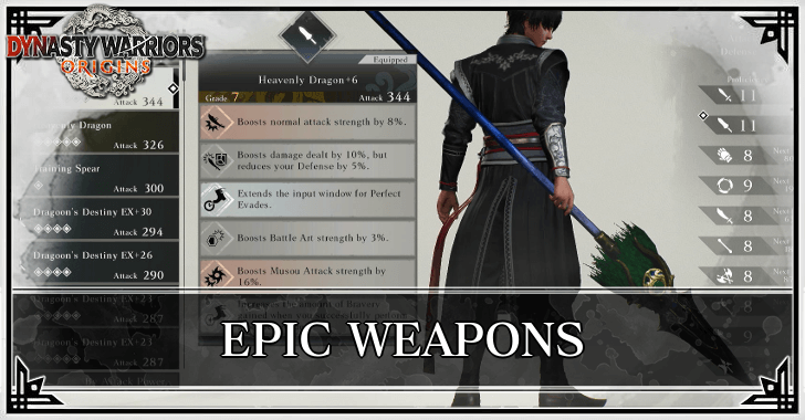 Dynasty Warriors Origins - List of All Epic Weapons