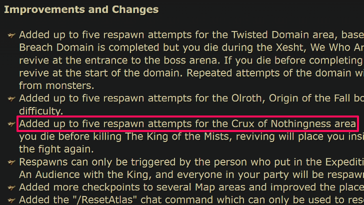 Crux of Nothingness Respawn Attemps