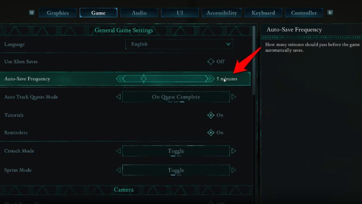 Avowed - Auto-Save Frequency Settings