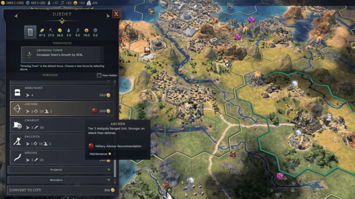 Civ 7 - Buy Units from Towns