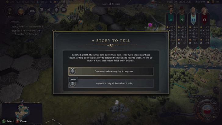 Codex from Narrative Choice