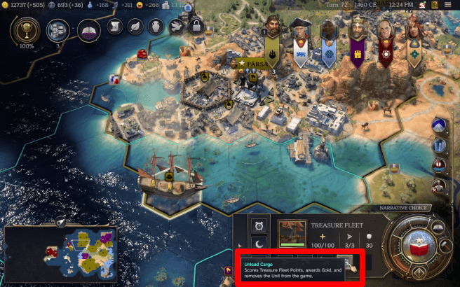 unloading a cargo with a Treasure Fleet