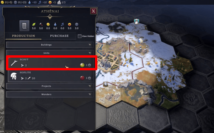 Produce Scouts to Reveal The Map