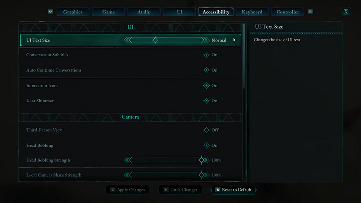 Accessibility Settings Avowed