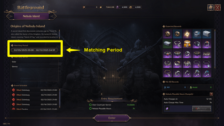 Throne and Liberty (TL) - Nebula Island Matching Period