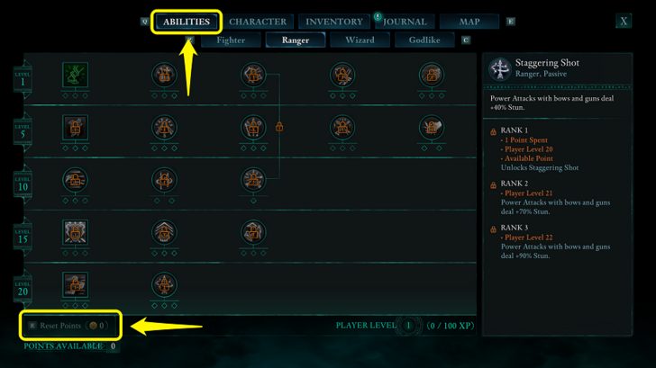 Abilities Reset Points