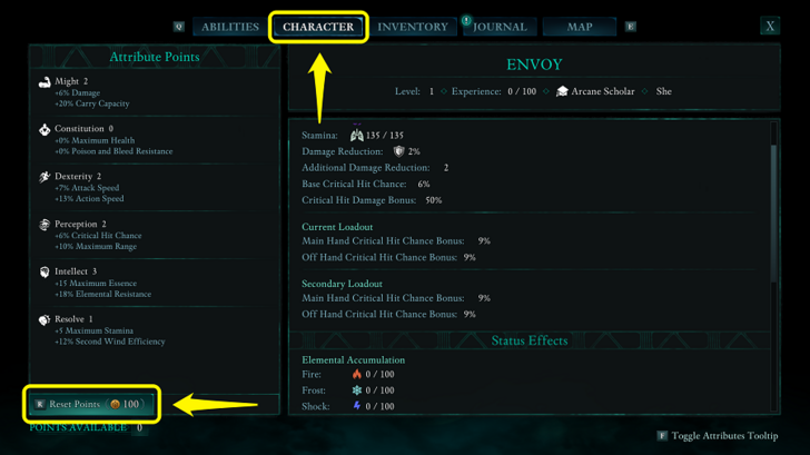 Attribute Reset Points