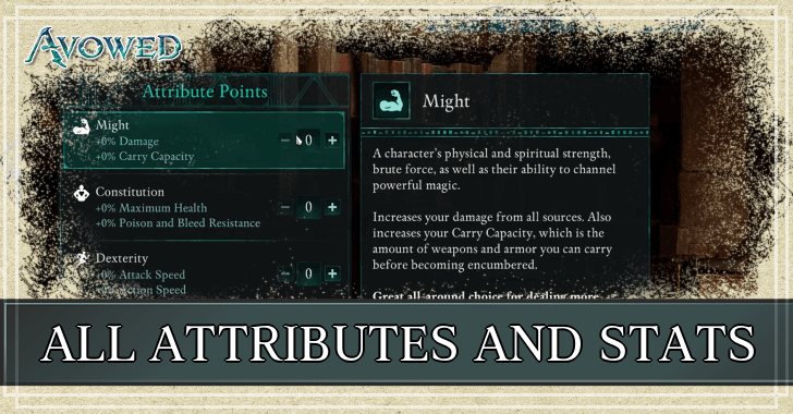 Avowed - Attributes and Stats Banner