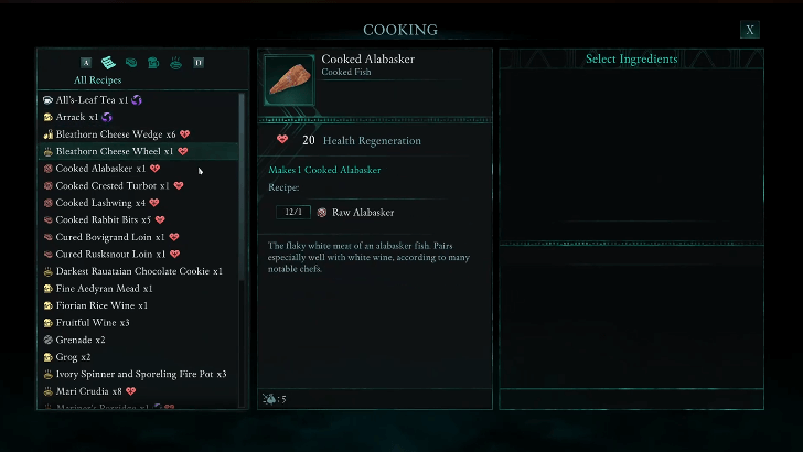 Avowed Cooking Screen
