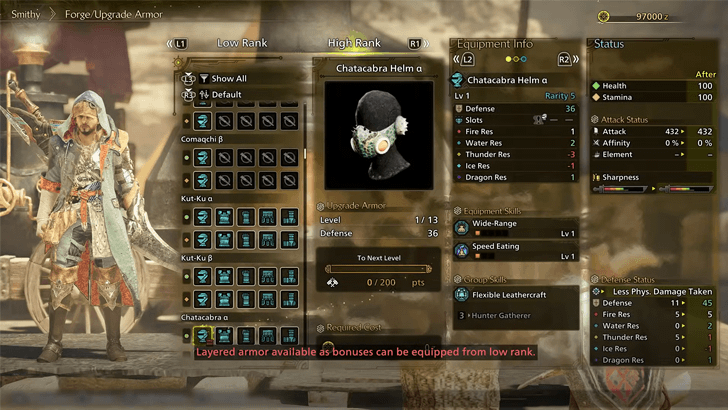 Unlock by Crafting High Rank Equipment