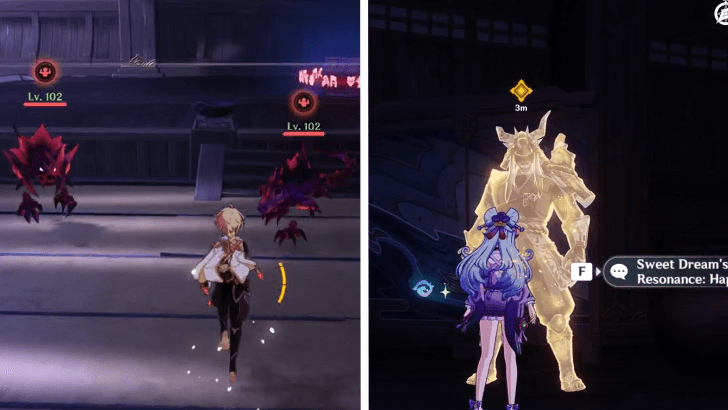 Genshin Impact - Defeat the Enemies and interact with the Resonance of Sweet Dreams