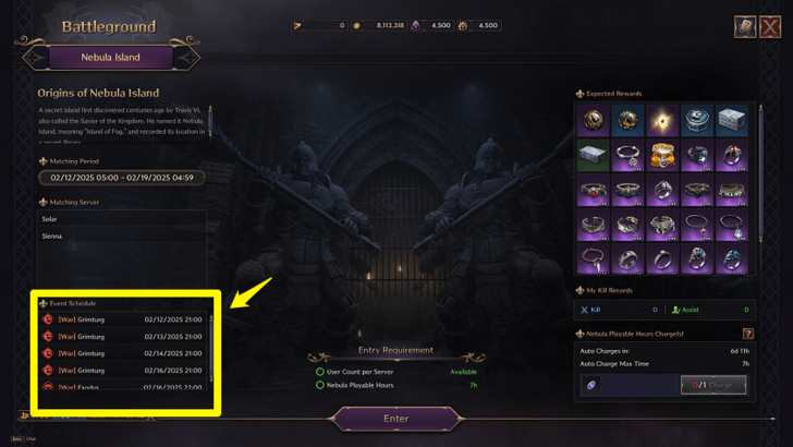 Throne and Liberty (TL) -  Nebula Island Event Sched