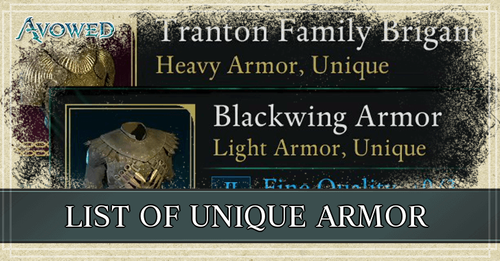 Avowed - List of Unique Armor