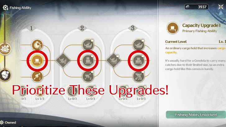 Cargo Upgrade Fishing Skill is Top Priority