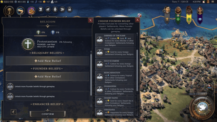 Civ 7 - Founder Beliefs