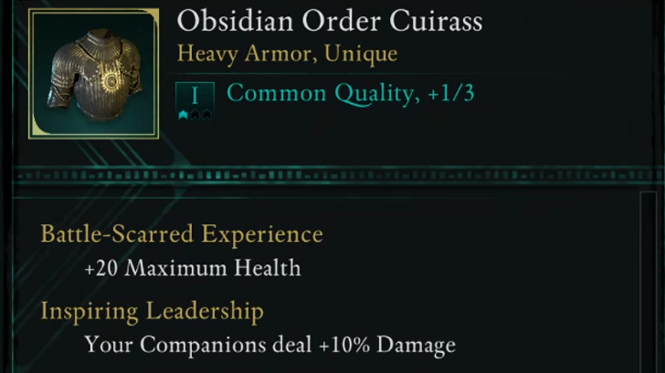 Obsidian Order Cuirass Bonus and Enchantment