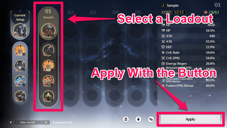 Apply an Echo Loadout