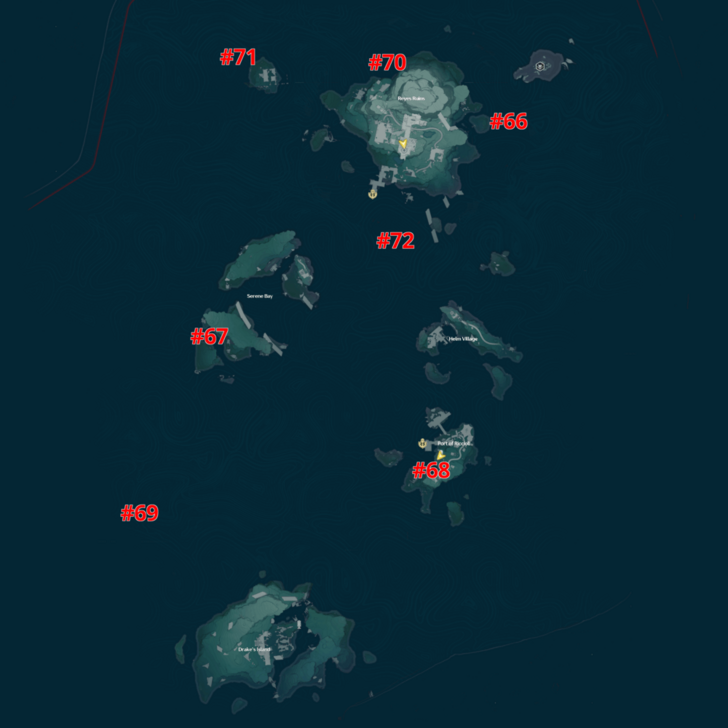 Wuthering Waves - Flat Map for Legendary Fish Locations