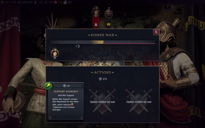 Use Influence to Bring Up War Support