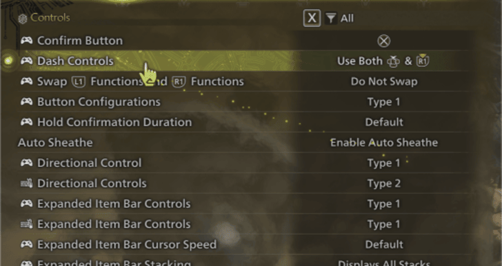 controller setting change