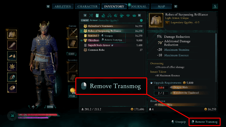 Avowed Remove Transmog