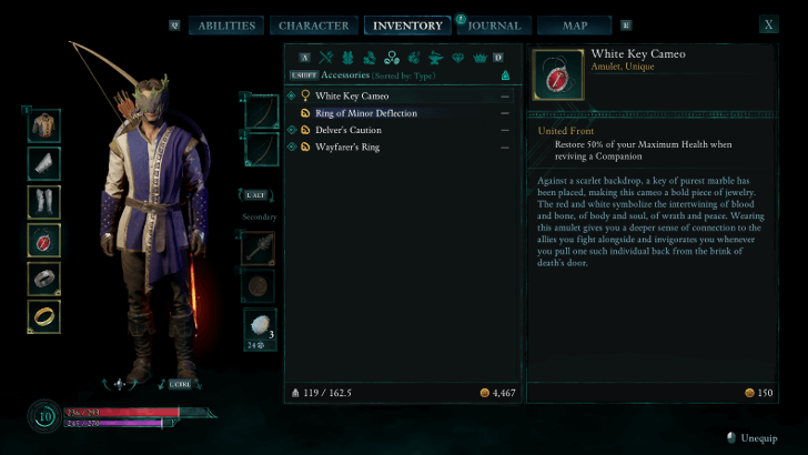 Avowed White Key Cameo