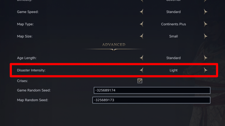Civ 7 - Disaster Intensity Setting