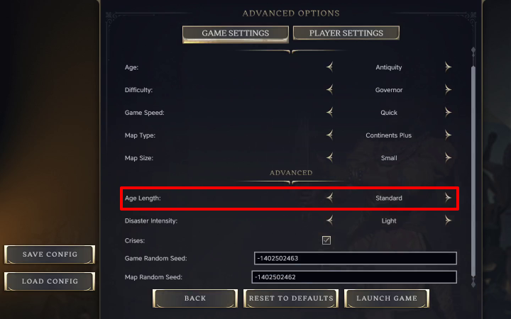 Standard or Long Age Length