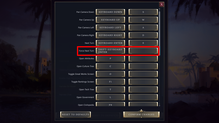 Shift and Keyboard to Force End Turn