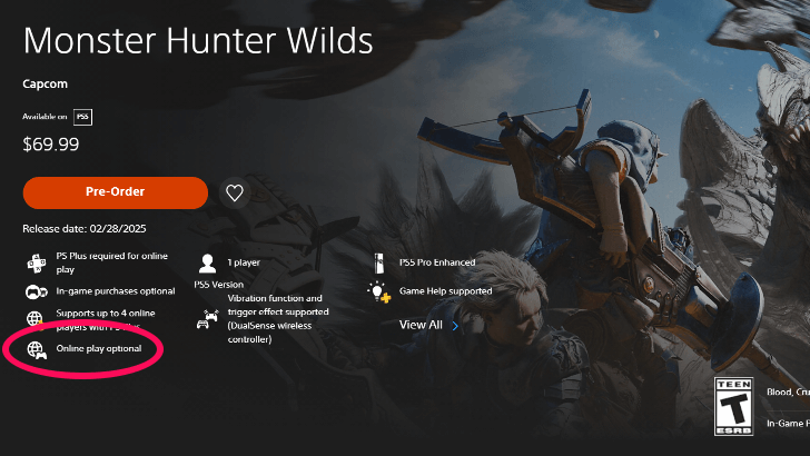PS5 Online Play Optional