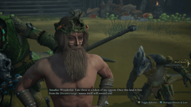 Get the Wolf Boots from Amadio as a Reward