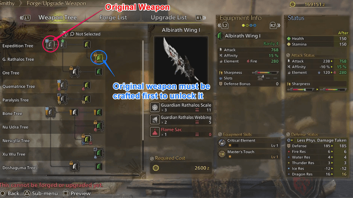 Craft the original weapon