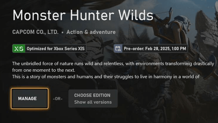MH Wilds on Xbox