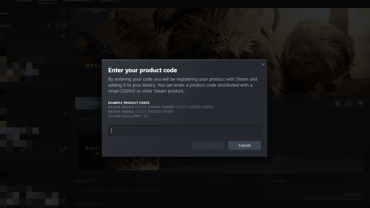 Monster Hunter Wilds Steam Redeem Code Step 2