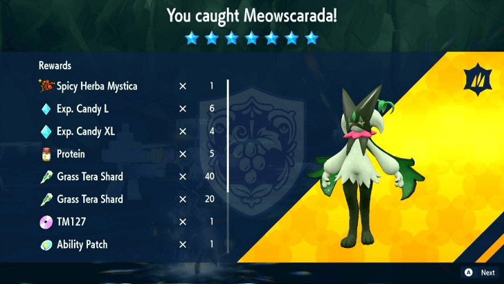Pokemon SV - Meowscarada Tera Raid Event Rewards