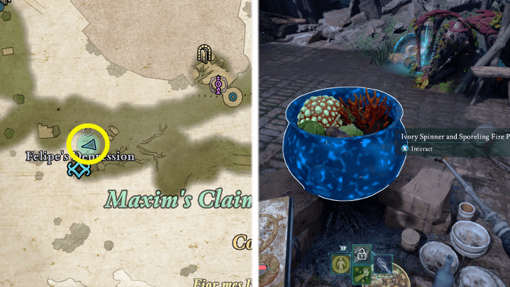 Avowed - Ivory Spinner and Sporeling Fire Pot Location