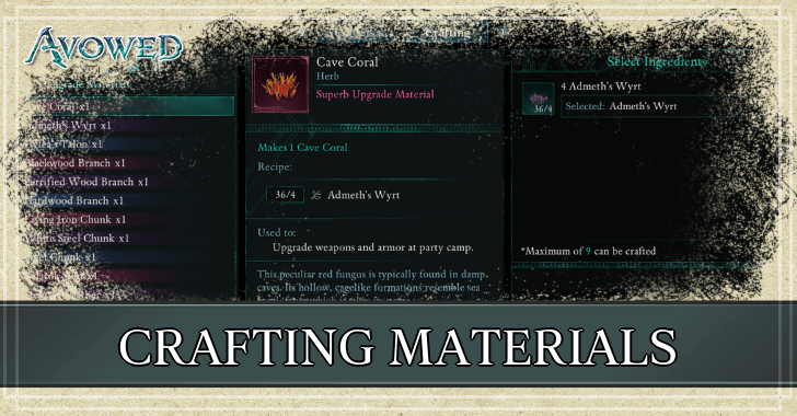 Avowed - How to Craft Materials Banner