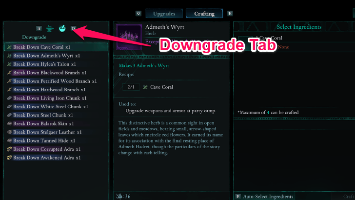 Downgrade Tab