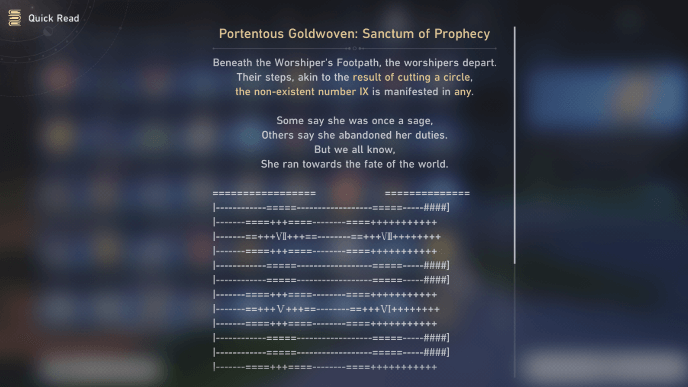 Honkai Star Rail - Portentous Goldwoven - Sanctum of Prophecy Puzzle - Check the Scroll for the Puzzle Hint