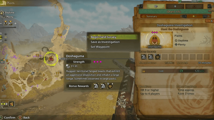 Monster Hunter Wilds - Start From the Map or by Attacking Monsters