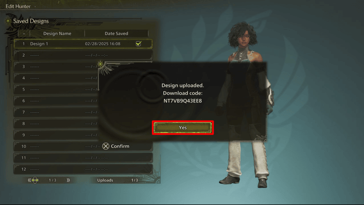 Monster Hunter Wilds How to Create a Design Code Step 6