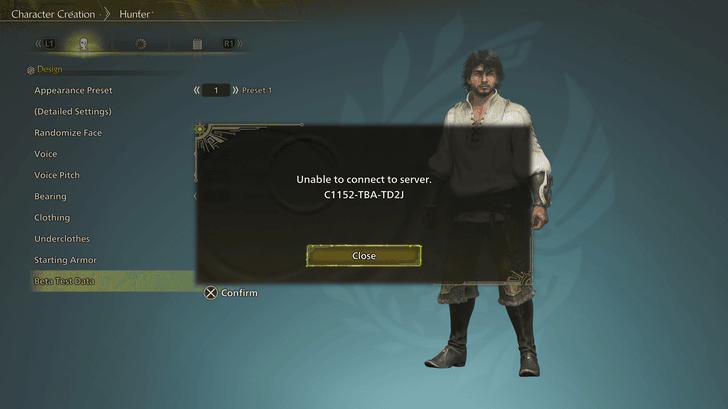 Monster Hunter Wilds Character Beta Test Offline Error