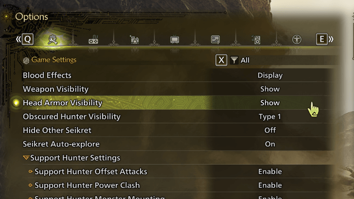 Head Armor Visibility Option