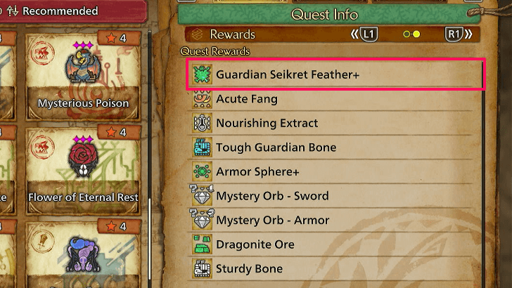 Small White Feathers Quest Rewards