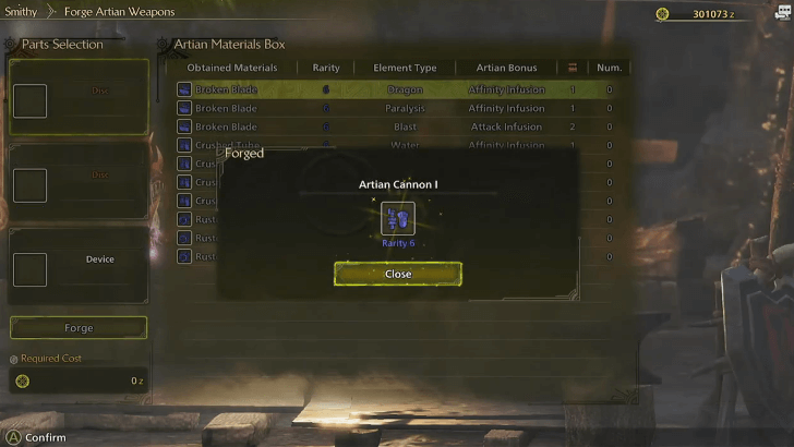 Forging Artian Weapon