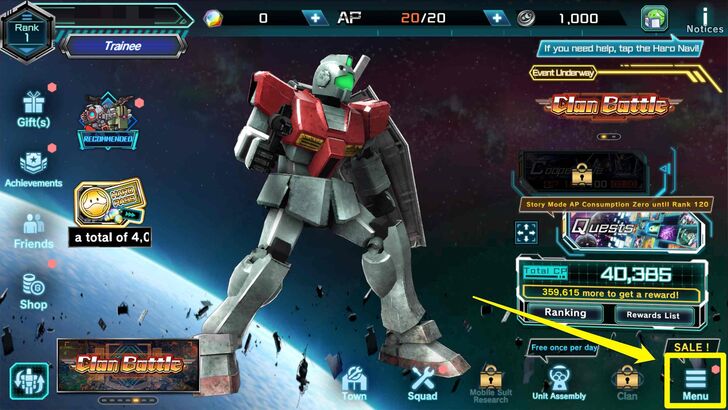 Home Screen - Gundam UCE