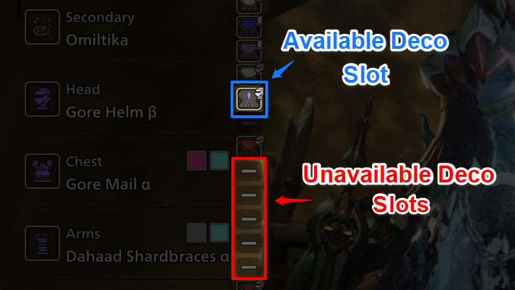 Monster Hunter Wilds Equip Decorations Can Only be Equipped in Gear With Deco Slots
