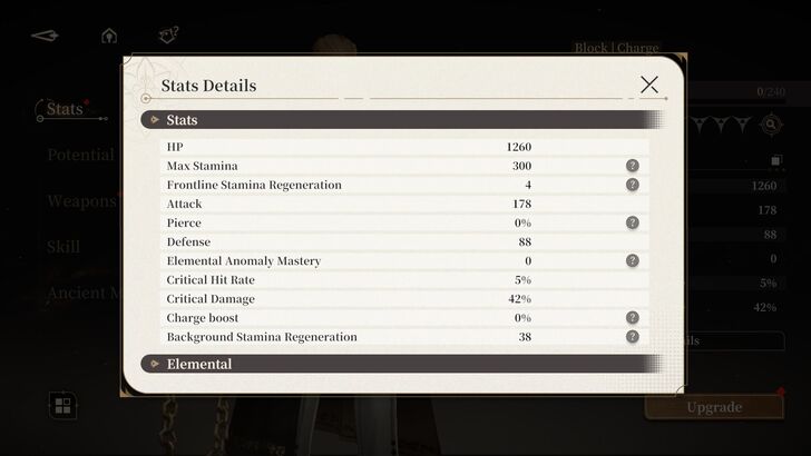 Stats Menu