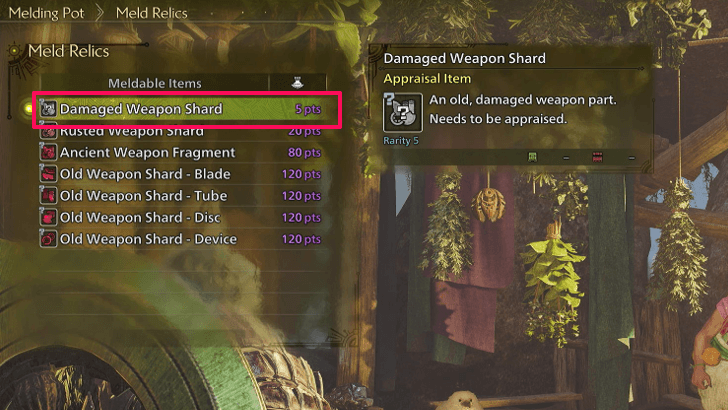 Melding Pot Damaged Weapon Shards